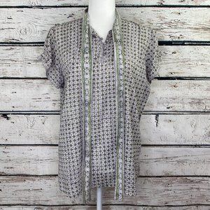 Anokhi Women's XL Shirt Short Sleeve Cotton Green